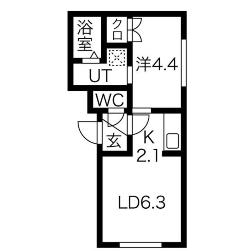 グランメール東札幌23(1LDK/4階)の間取り写真