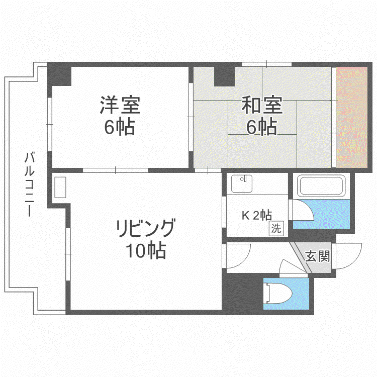 豊平コート(2LDK/10階)の間取り写真