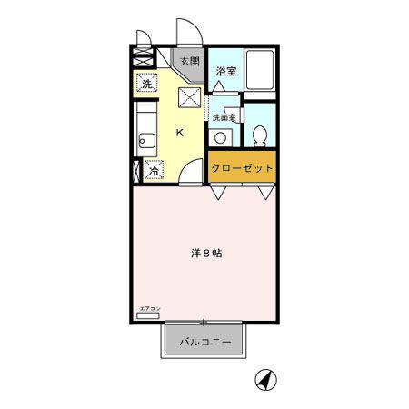 メゾンモナリエ(1K/1階)の間取り写真