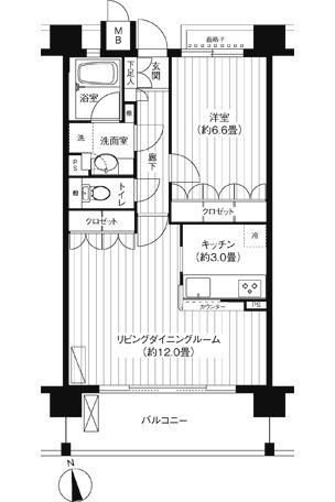 パシフィーク品川(1LDK/7階)の間取り写真