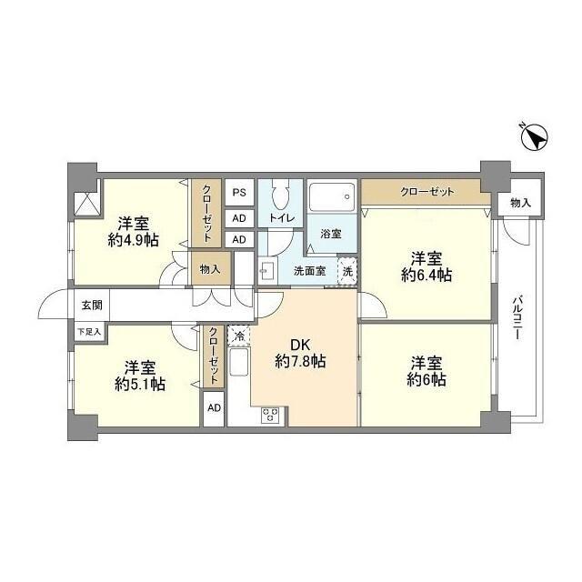 行徳グランドハイツ(3LDK/5階)の間取り写真