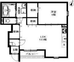 リーブルピスケス(1LDK/1階)の間取り写真