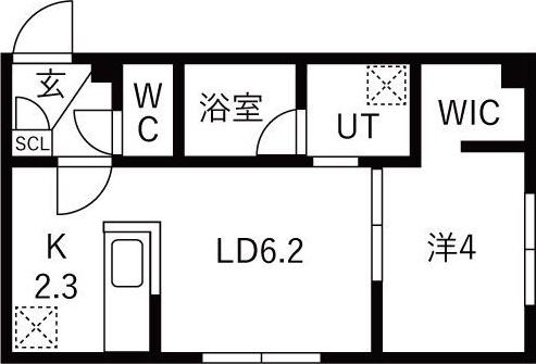 FLAP福住 月寒東1-11MS A棟(1LDK/2階)の間取り写真