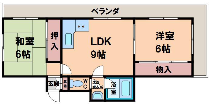 ムックビルパート20(2LDK/7階)の間取り写真