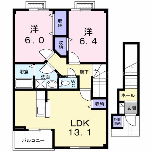 しなの鉄道 屋代駅 徒歩19分 2階建 築23年(2LDK/2階)の間取り写真