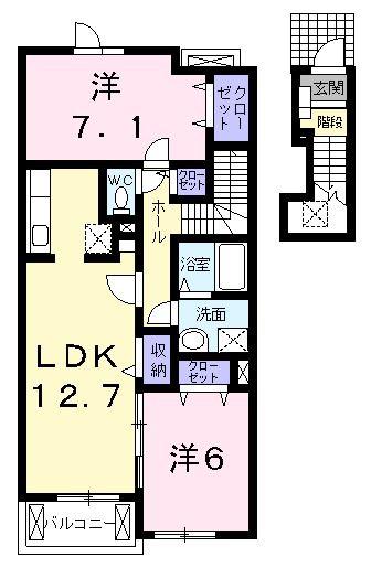 ティンカーベル(2LDK/2階)の間取り写真