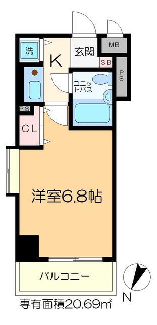ライオンズマンション門前仲町第5(1K/3階)の間取り写真