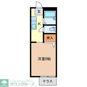 CLAIR溝端(1K/1階)の間取り写真