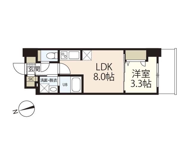 S-RESIDENCE城南通ABRイースト(1LDK/7階)の間取り写真