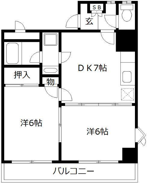 メゾンドールヨコヤマ(2DK/4階)の間取り写真