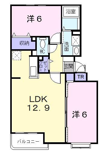 ジュネス元町(2LDK/4階)の間取り写真