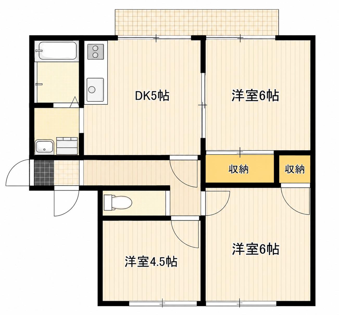 フレグランス城山A(3DK/1階)の間取り写真