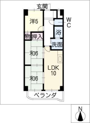 石照マンション花池(3LDK/2階)の間取り写真
