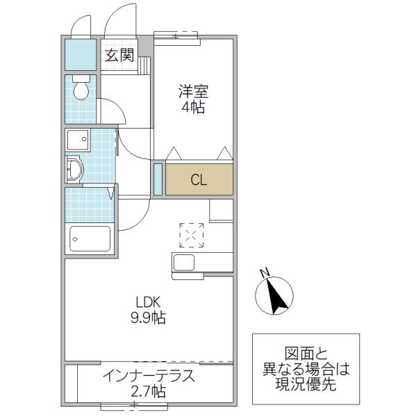 ウィンドヒルA(1LDK/1階)の間取り写真