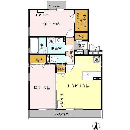 オリーブガーデン(2LDK/3階)の間取り写真