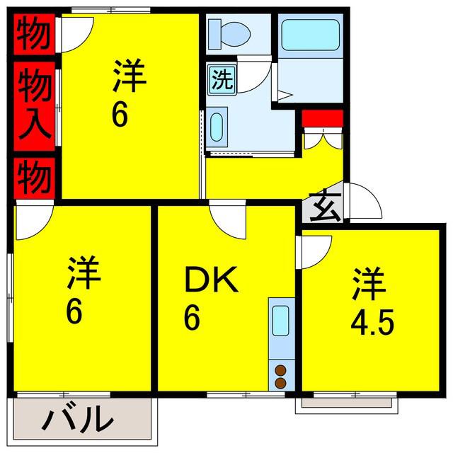 グリーンパティオA・B・C(3DK/1階)の間取り写真
