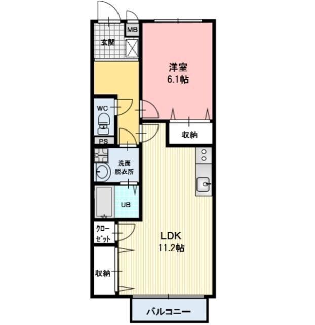 MASON DE FLEUR(1LDK/1階)の間取り写真
