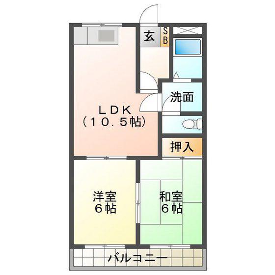 ダイヤマンション(2LDK/2階)の間取り写真