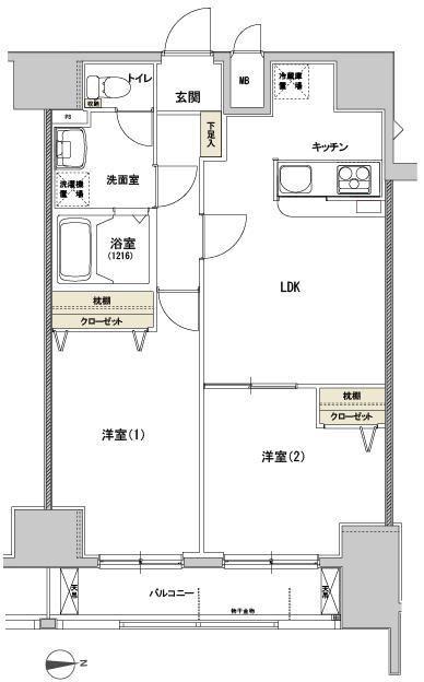 FEETH日暮里(2LDK/8階)の間取り写真