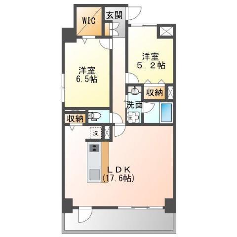 ゼルコヴァ城西(2LDK/4階)の間取り写真
