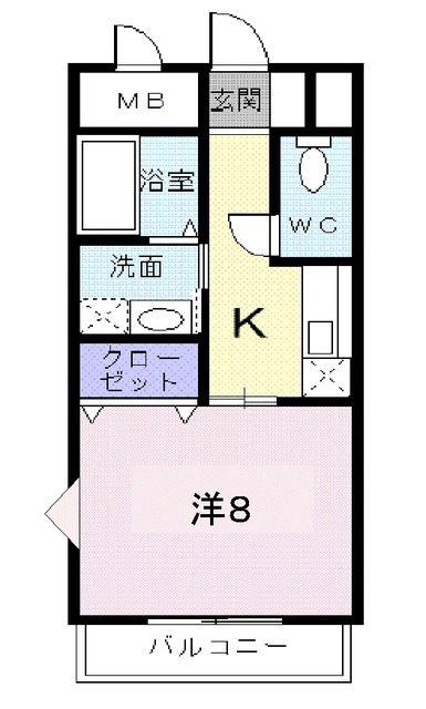 サムデイ小郡(1K/3階)の間取り写真