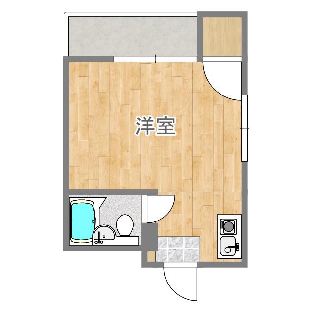 ハイツ青葉(ワンルーム/2階)の間取り写真