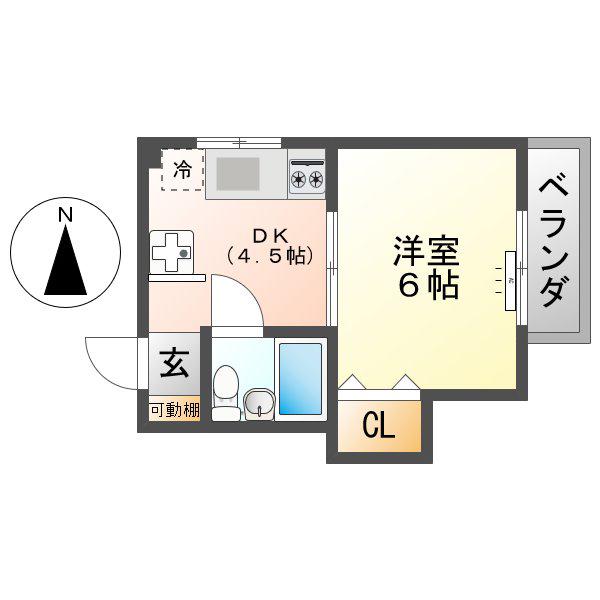 リアリノ岩地ビル(1DK/3階)の間取り写真