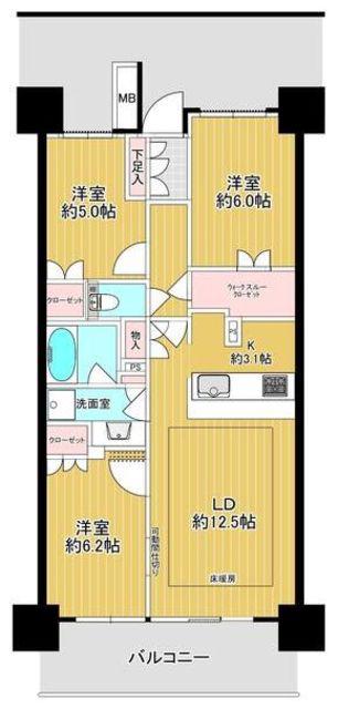 武蔵浦和SKY&GARDEN C棟(3LDK/21階)の間取り写真