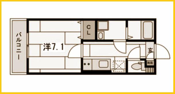 プランドール横浜(1K/2階)の間取り写真