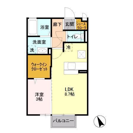 ベイシー(1LDK/1階)の間取り写真