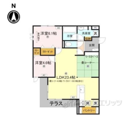 HAMALATRIUMUM(2LDK/1階)の間取り写真