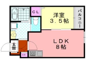 アッシュメゾン加美正覚寺12(1LDK/2階)の間取り写真