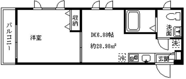 ハウスポート信濃町(1DK/3階)の間取り写真