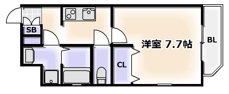 レオンコンフォート難波ミラージュ(1K/2階)の間取り写真