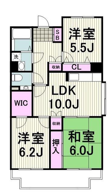 ルミエール市ヶ尾(3DK/3階)の間取り写真