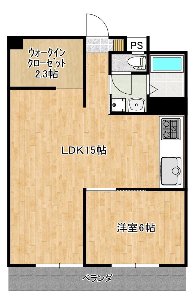 ヒカリコーポ(1SDK/4階)の間取り写真