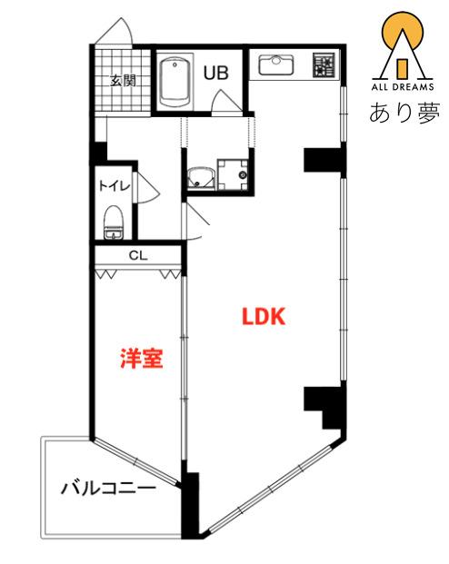 吉田町第1共同ビル(1LDK/4階)の間取り写真
