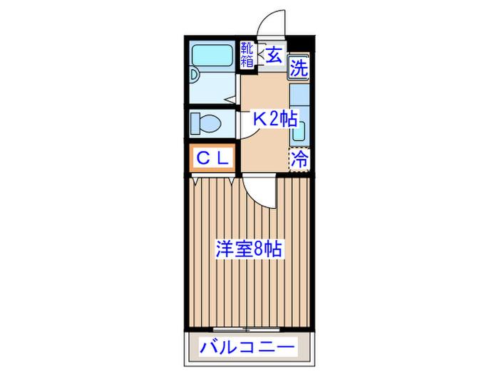 ジャスティス旭ヶ丘(1K/1階)の間取り写真