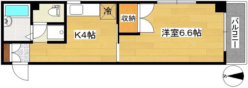 グリーンリーフ宮千代(1K/2階)の間取り写真