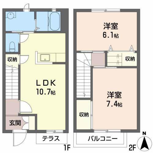JAメゾンしばまちB(2LDK/1階)の間取り写真