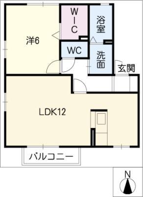 アムールむつが(1LDK/1階)の間取り写真