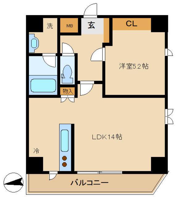 旗の台アパートメント(1LDK/7階)の間取り写真