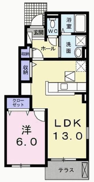 ブリラテ ラ ルーナI(1LDK/1階)の間取り写真