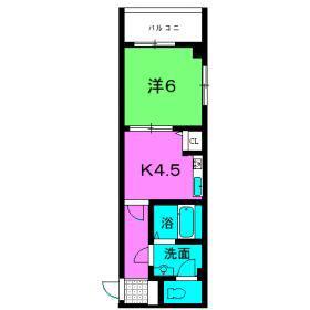 セントエルモ戸越銀座(1K/4階)の間取り写真