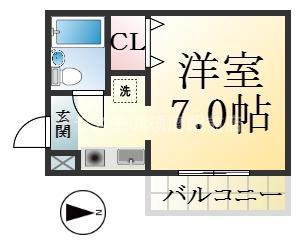 エクレールハイツ須磨浦(ワンルーム/2階)の間取り写真