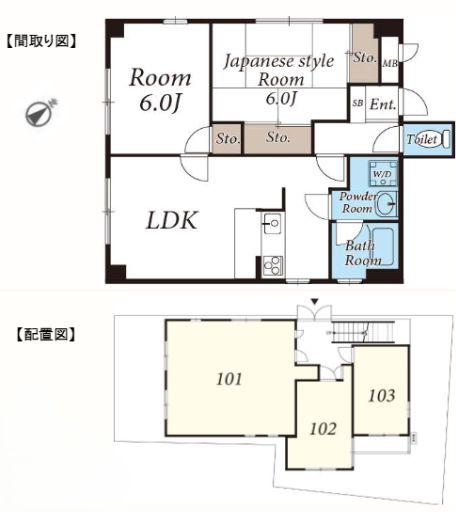 松重コーポ(2LDK/1階)の間取り写真