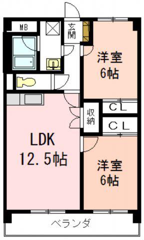 レージュ神ノ倉(2LDK/1階)の間取り写真