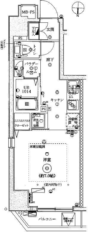 フェルクルールプレスト文京湯島(1K/4階)の間取り写真