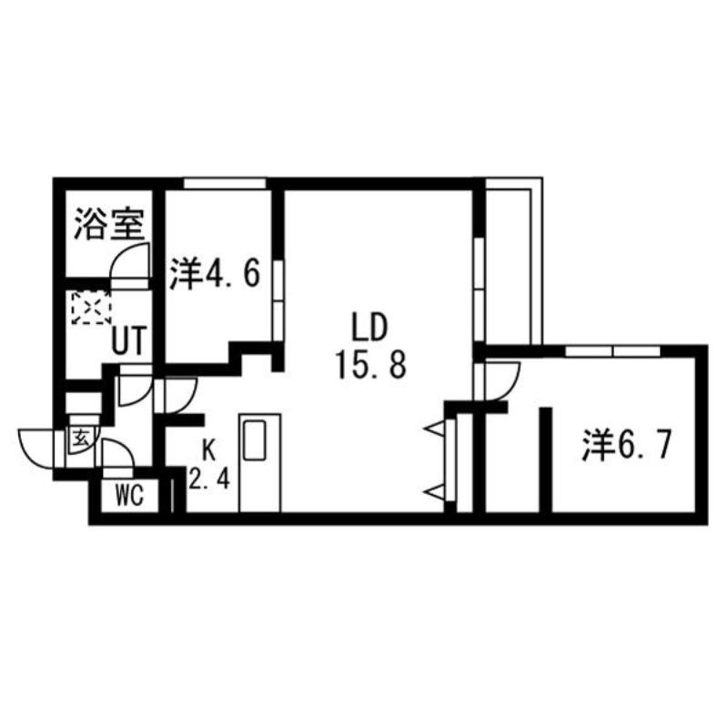 オリヴィオ南15西8(2LDK/1階)の間取り写真