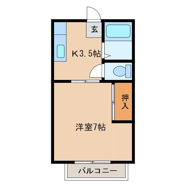 サンシティ色川(1K/2階)の間取り写真